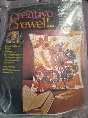 Crewel Kit Vintage 1970s Erica Wilson Bouquet of Autumn Flowers Kit Sealed